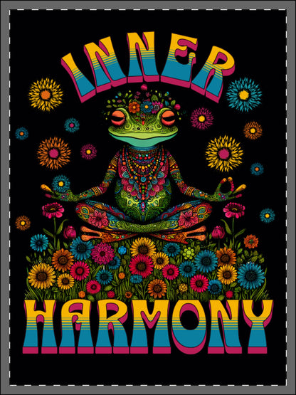 Framed Poster - Inner Harmony Frog Meditation Multi-Color Wall Art